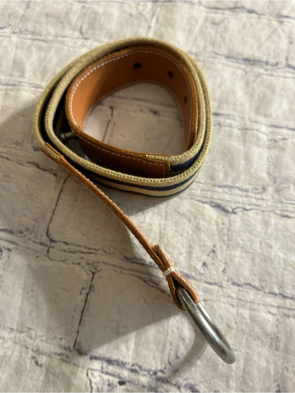 LAUREN RALPH LAUREN (2) BELTS BRAIDED CHUNKY ESPRESSO & PREPPY TAN/NAVY STRETCH